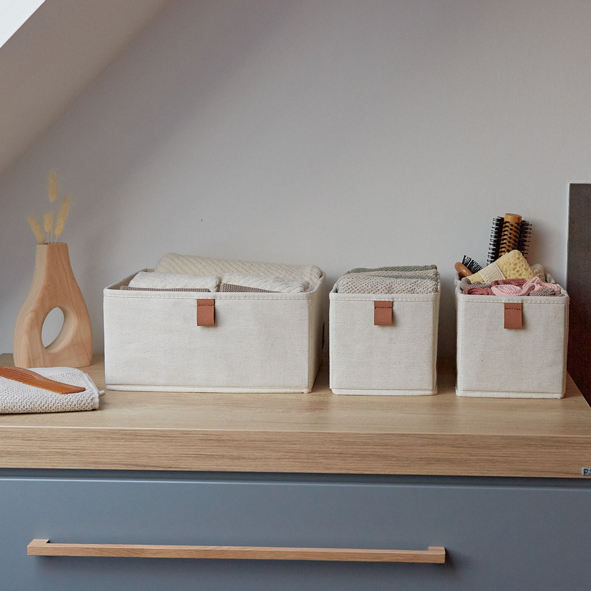 3er Set Aufbewahrungsbox Stoff – PREMIUM