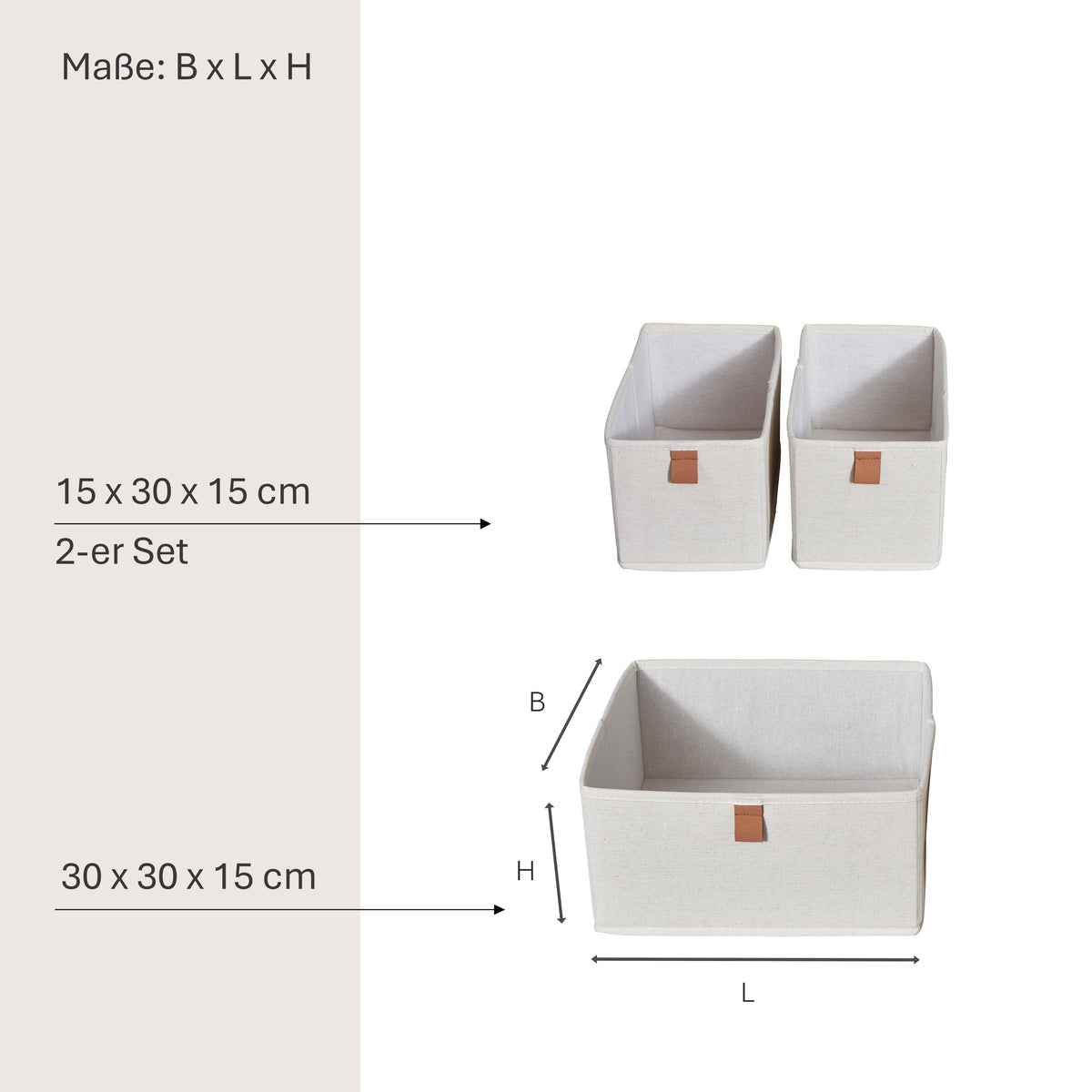 3er Set Aufbewahrungsbox Stoff – PREMIUM