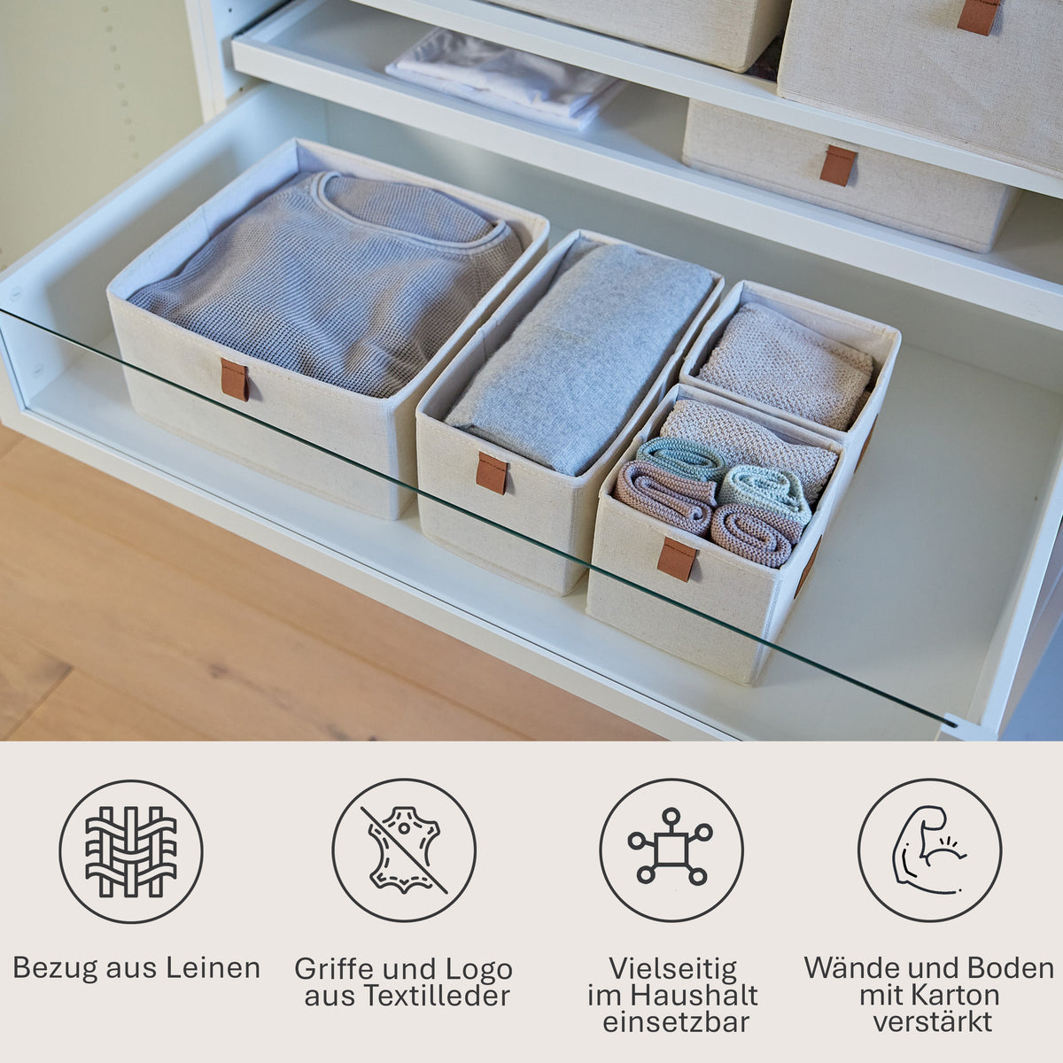 3er Set Aufbewahrungsbox Stoff – PREMIUM