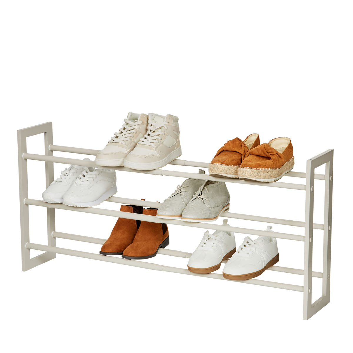 Schmales Schuhregal ausziehbar, 3 Ebenen, 54,5-99 x 17 x 45,5 cm
