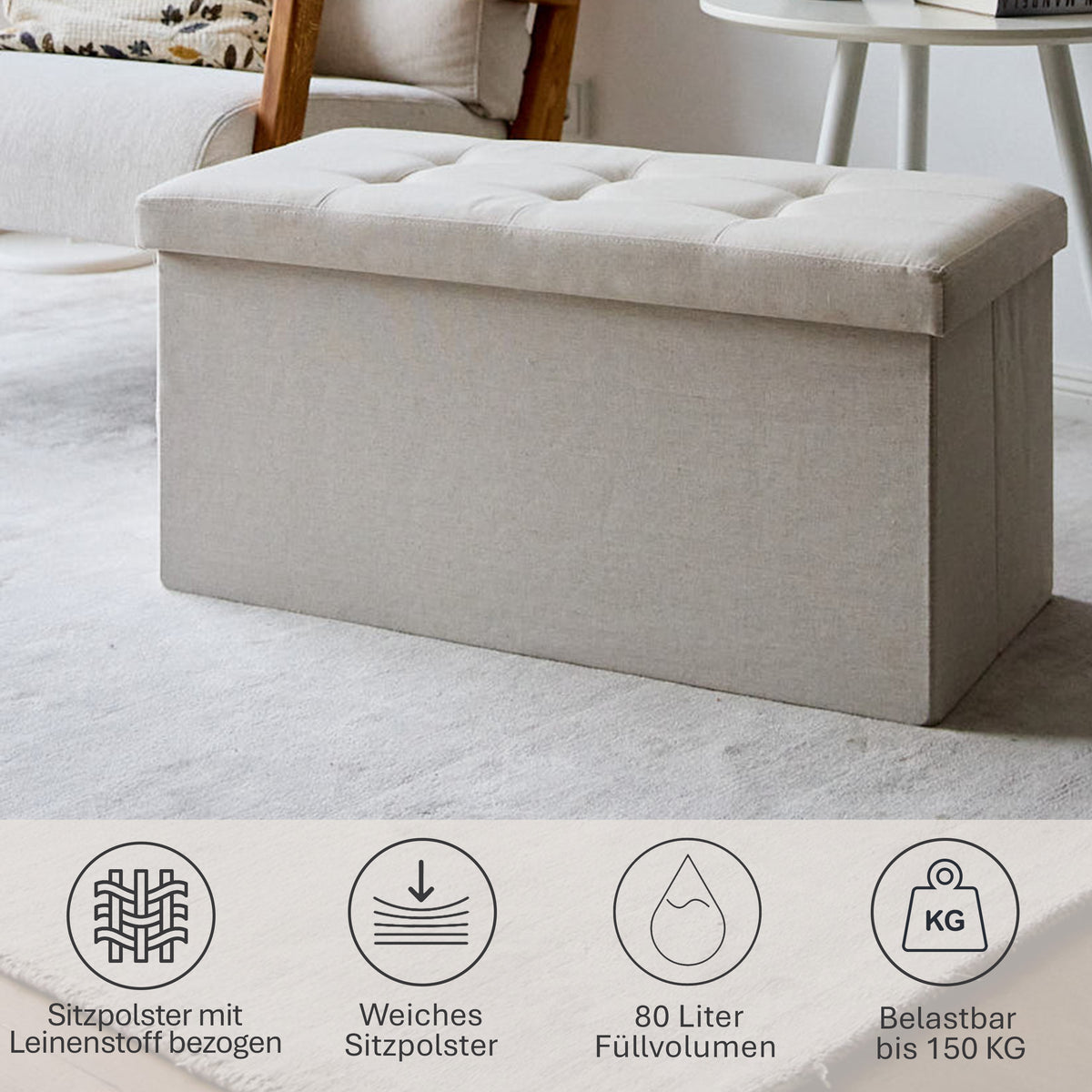 Sitzbank mit Stauraum, 76x38x38 cm – PREMIUM
