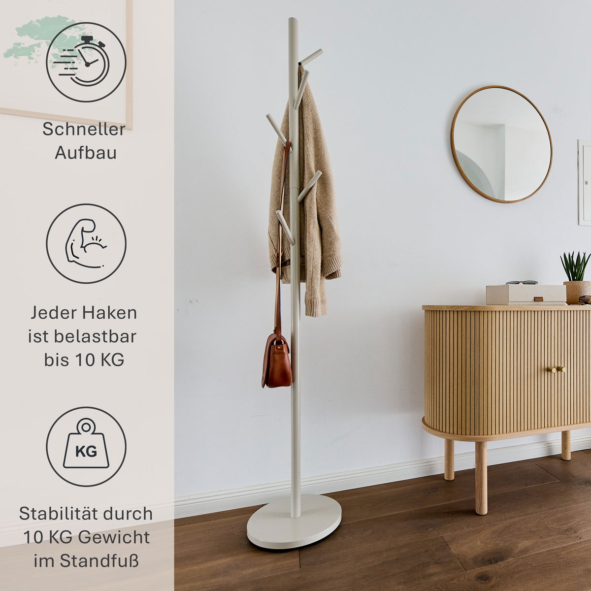 Loft Jackenständer Metall, Greige, Höhe 170 cm