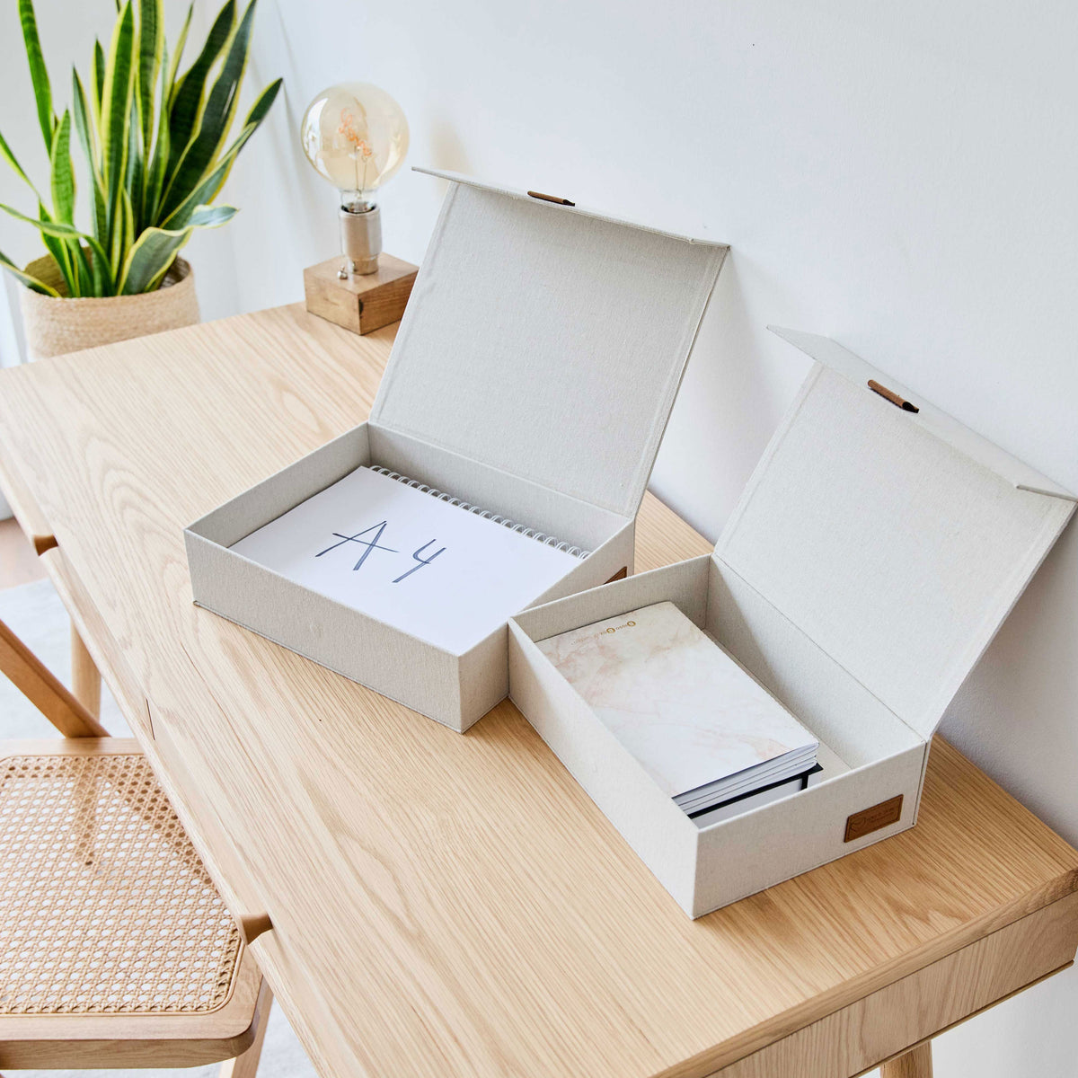Dokumentenbox 2er Set, A4, magnetisch – PREMIUM NATUR