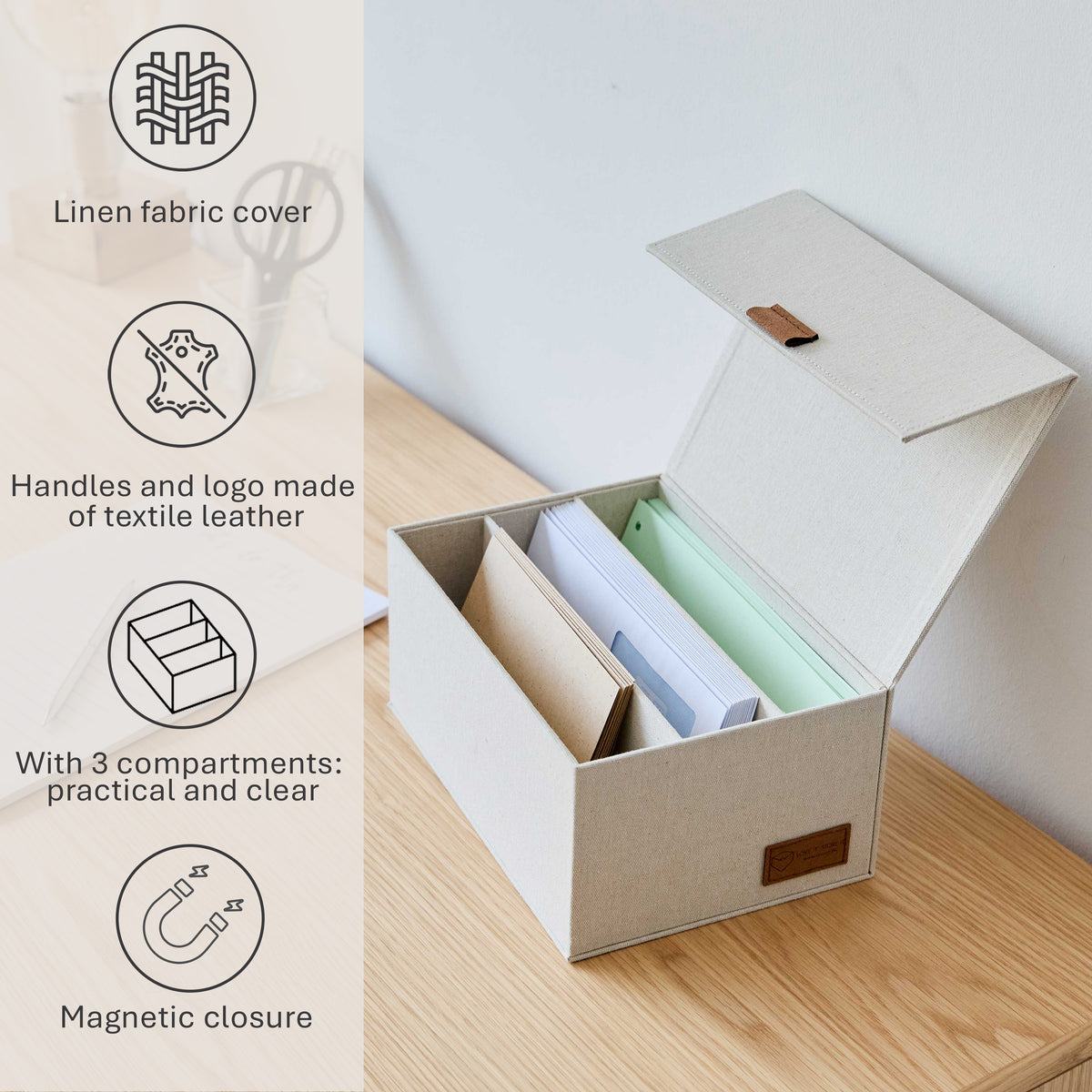Aufbewahrungsbox mit Deckel, 23x18x12 cm – PREMIUM NATUR
