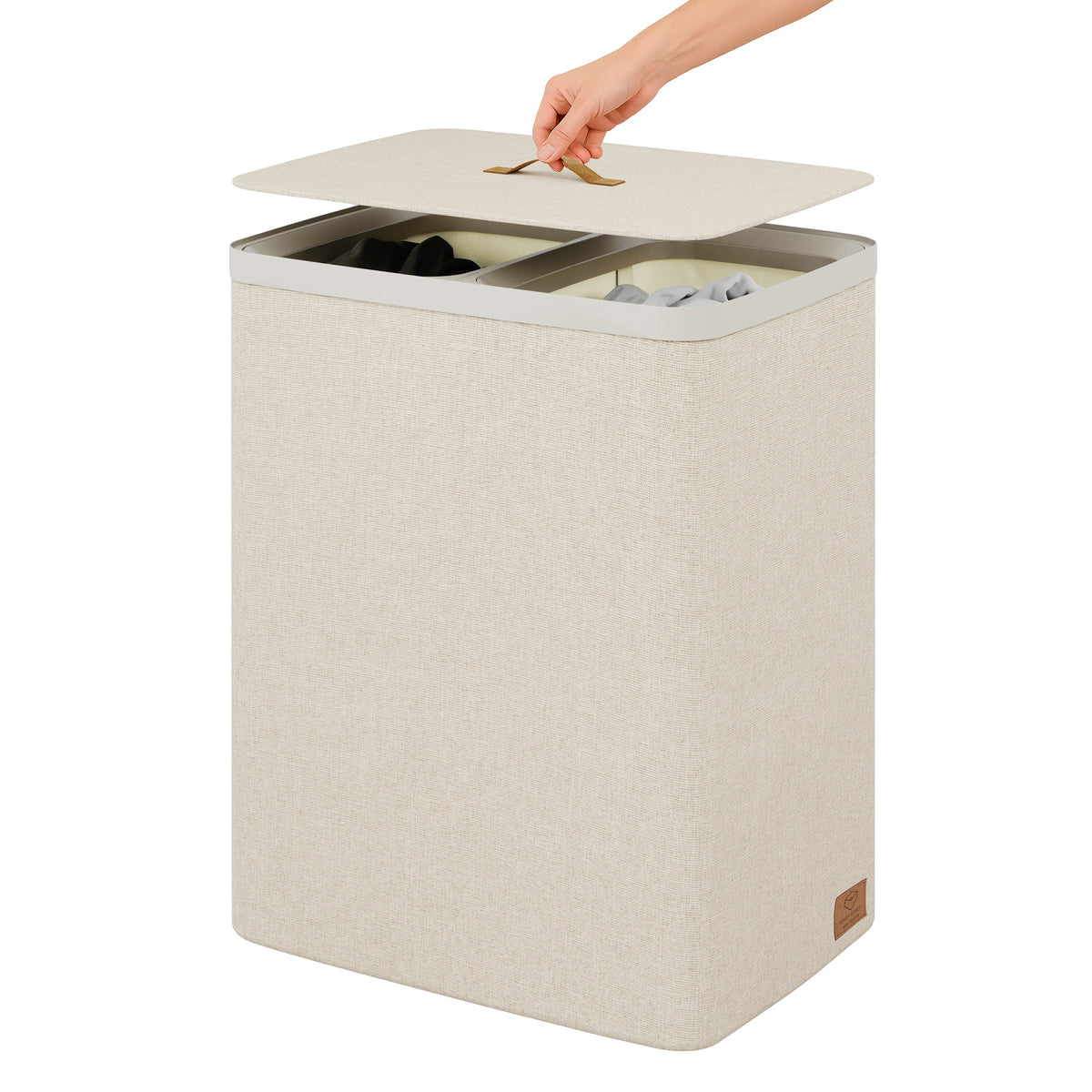 Wäschesammler mit Unterteilern, 100l, 67x56x40 cm – PREMIUM