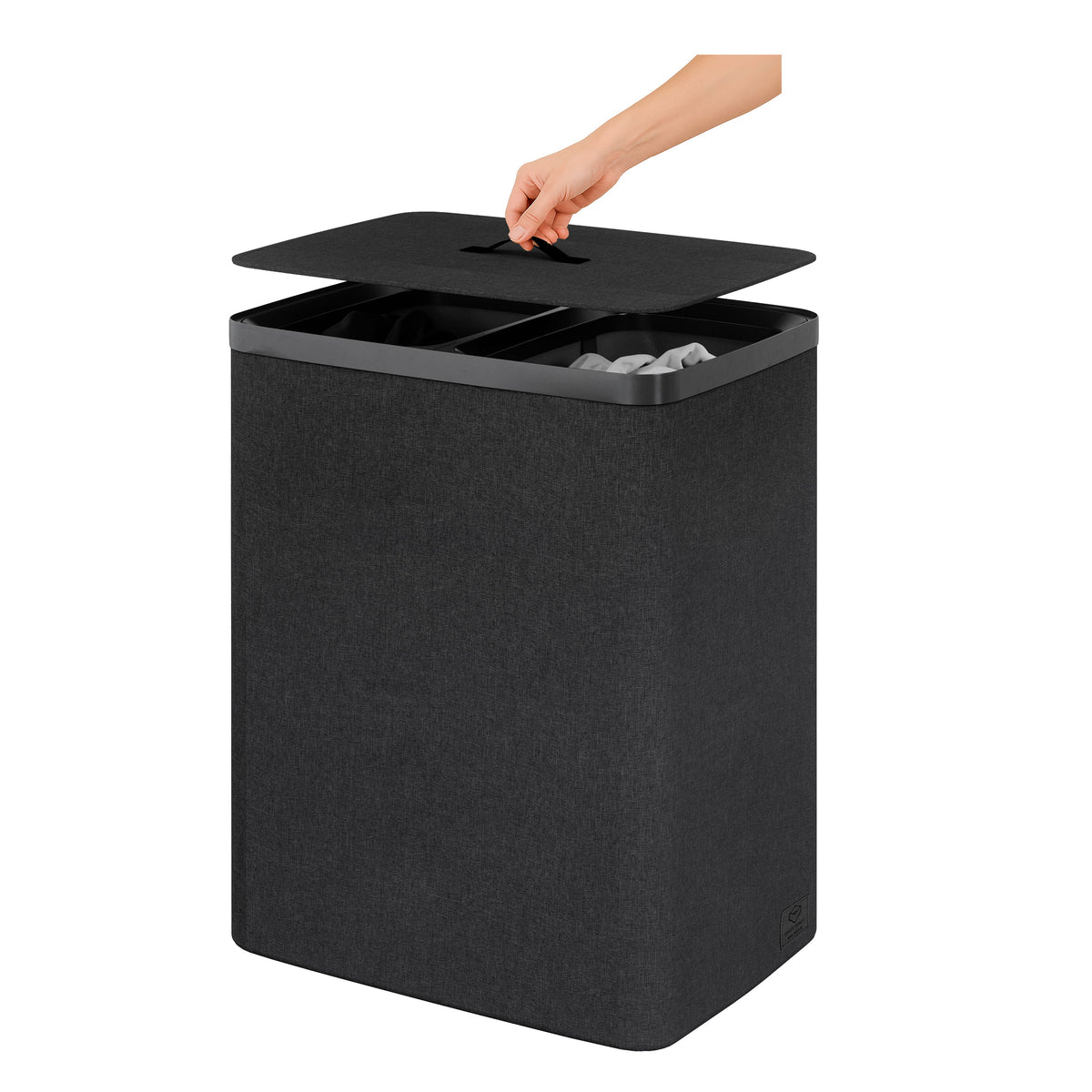 Wäschesammler mit Unterteilern, 100l, 67x56x40 cm – PREMIUM
