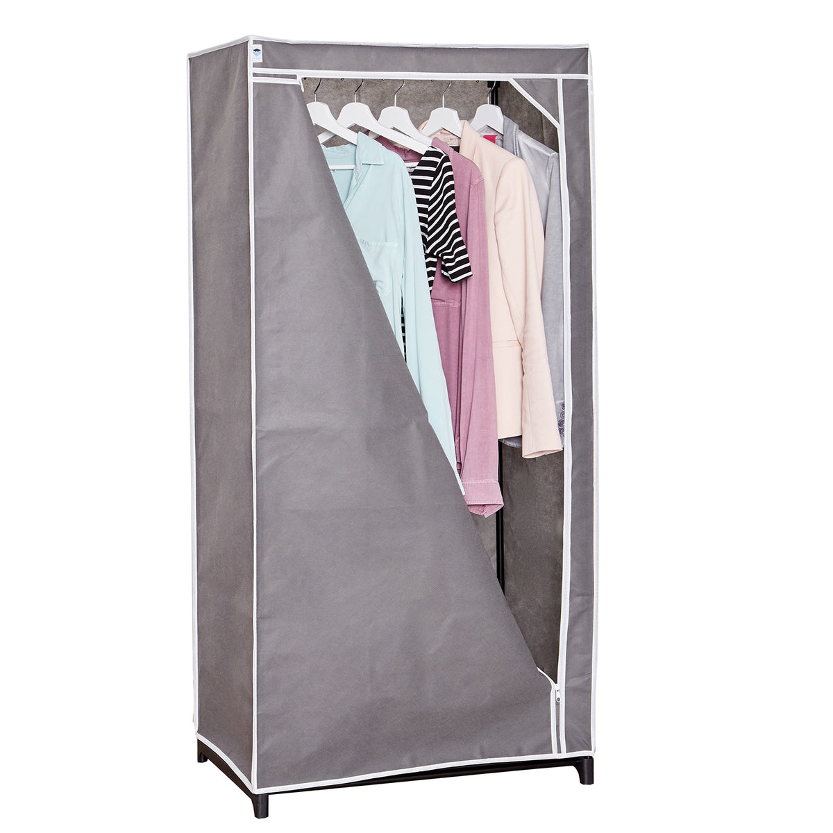 Stoffschrank mit Kleiderstange, Grau, 75 x 50 x 160 cm
