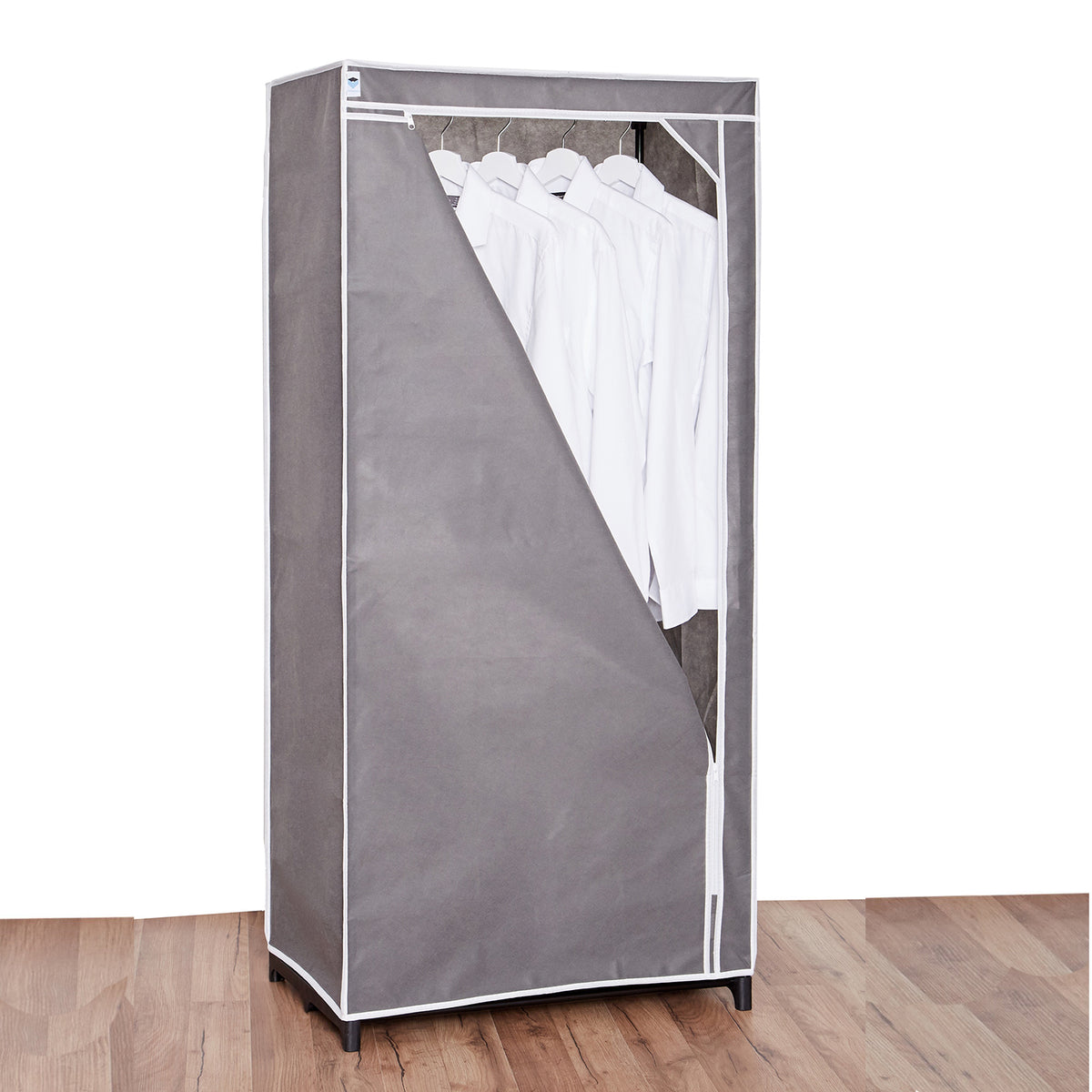 Stoffschrank mit Kleiderstange, Grau, 75 x 50 x 160 cm