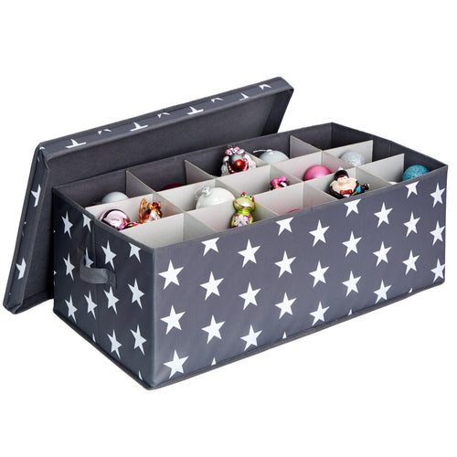 Aufbewahrungsbox für Weihnachtskugeln, Stern, 58x36x25 cm – WEIHNACHTEN [farbe:Grau – Sterne]