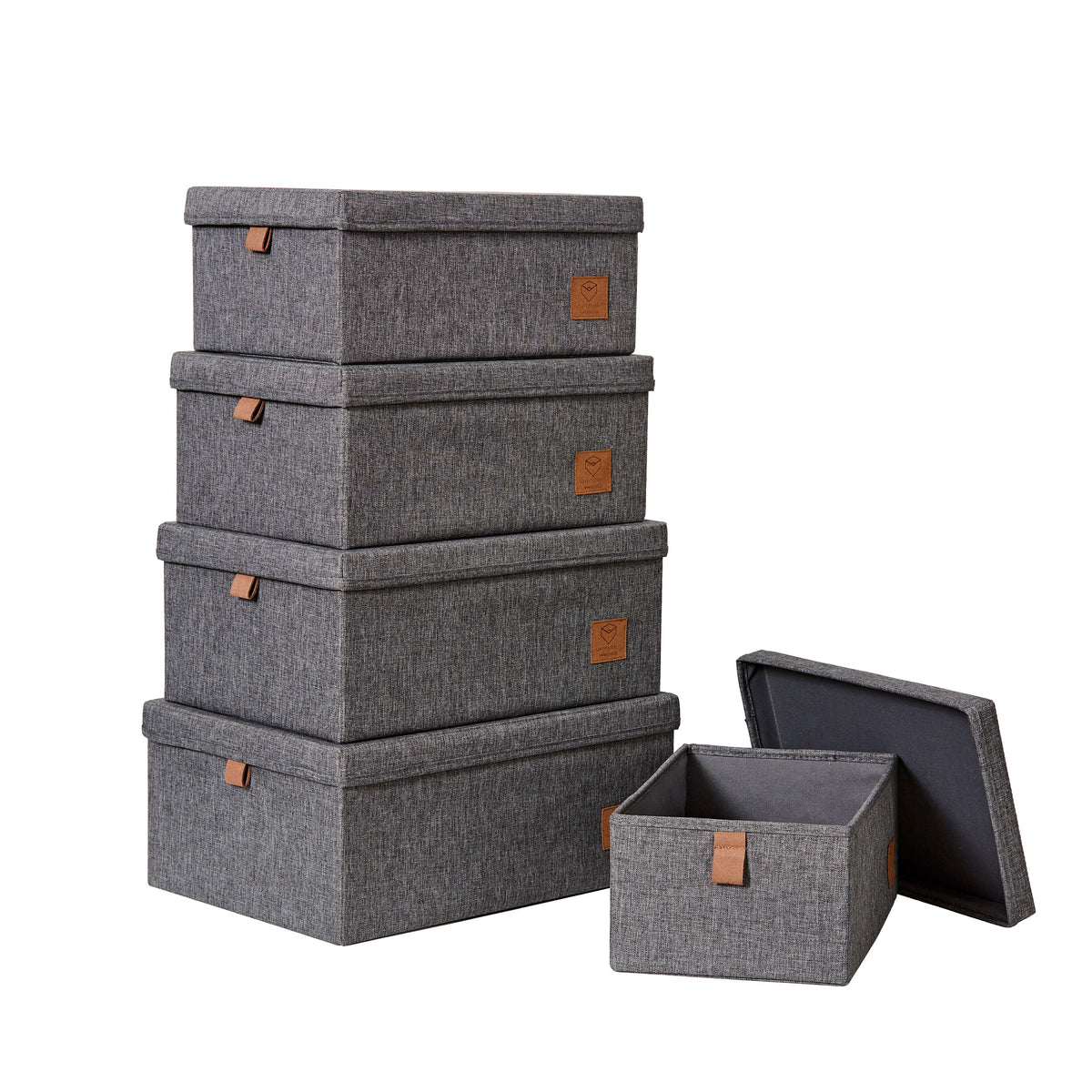 Aufbewahrungsbox mit Deckel Stoff 5-teilig – ESSENTIALS