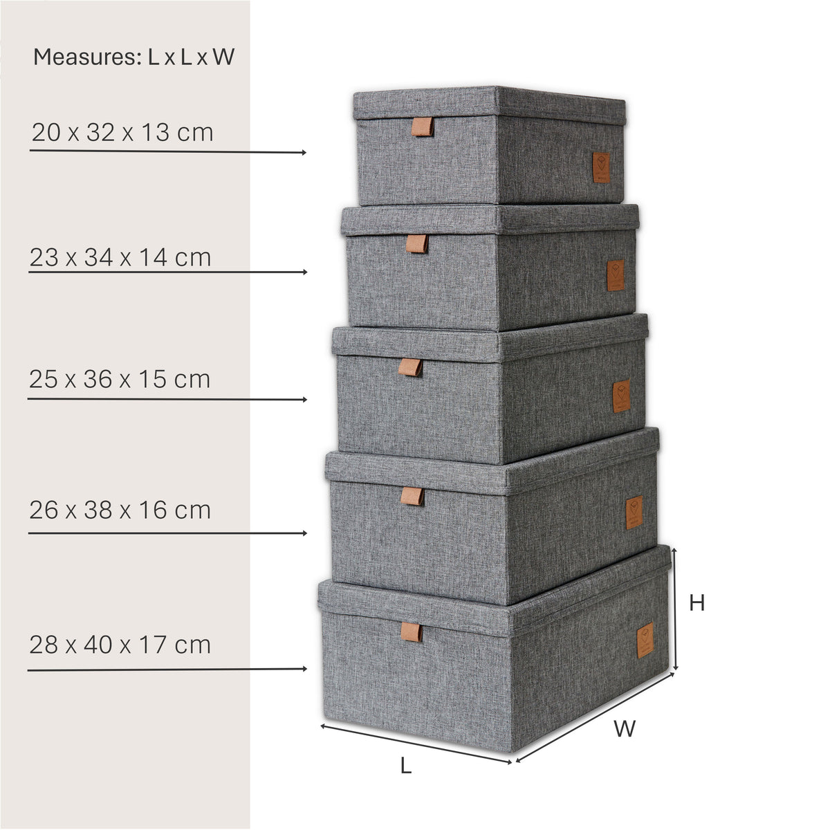 Aufbewahrungsbox mit Deckel Stoff 5-teilig – ESSENTIALS