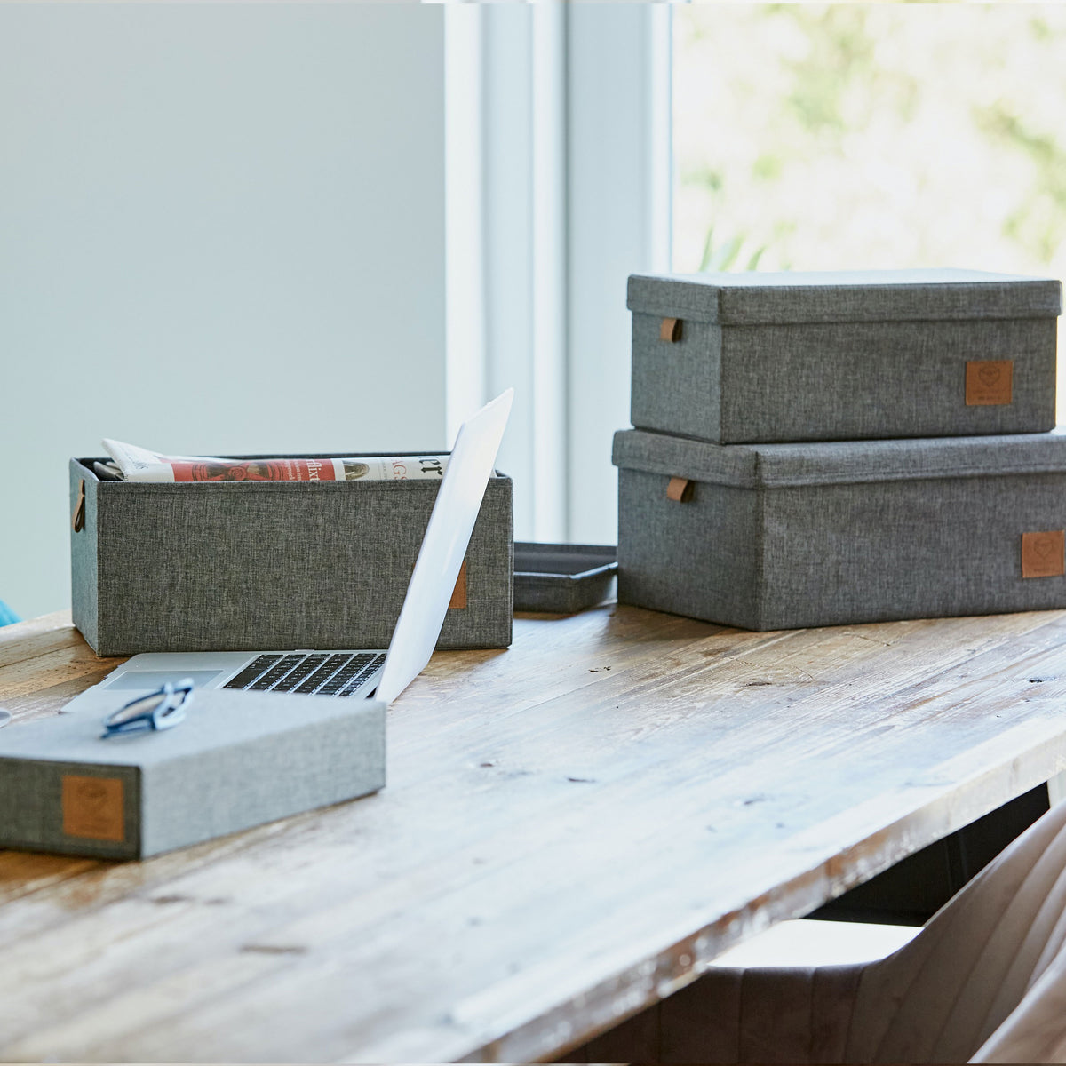 Aufbewahrungsbox mit Deckel Stoff 5-teilig – ESSENTIALS