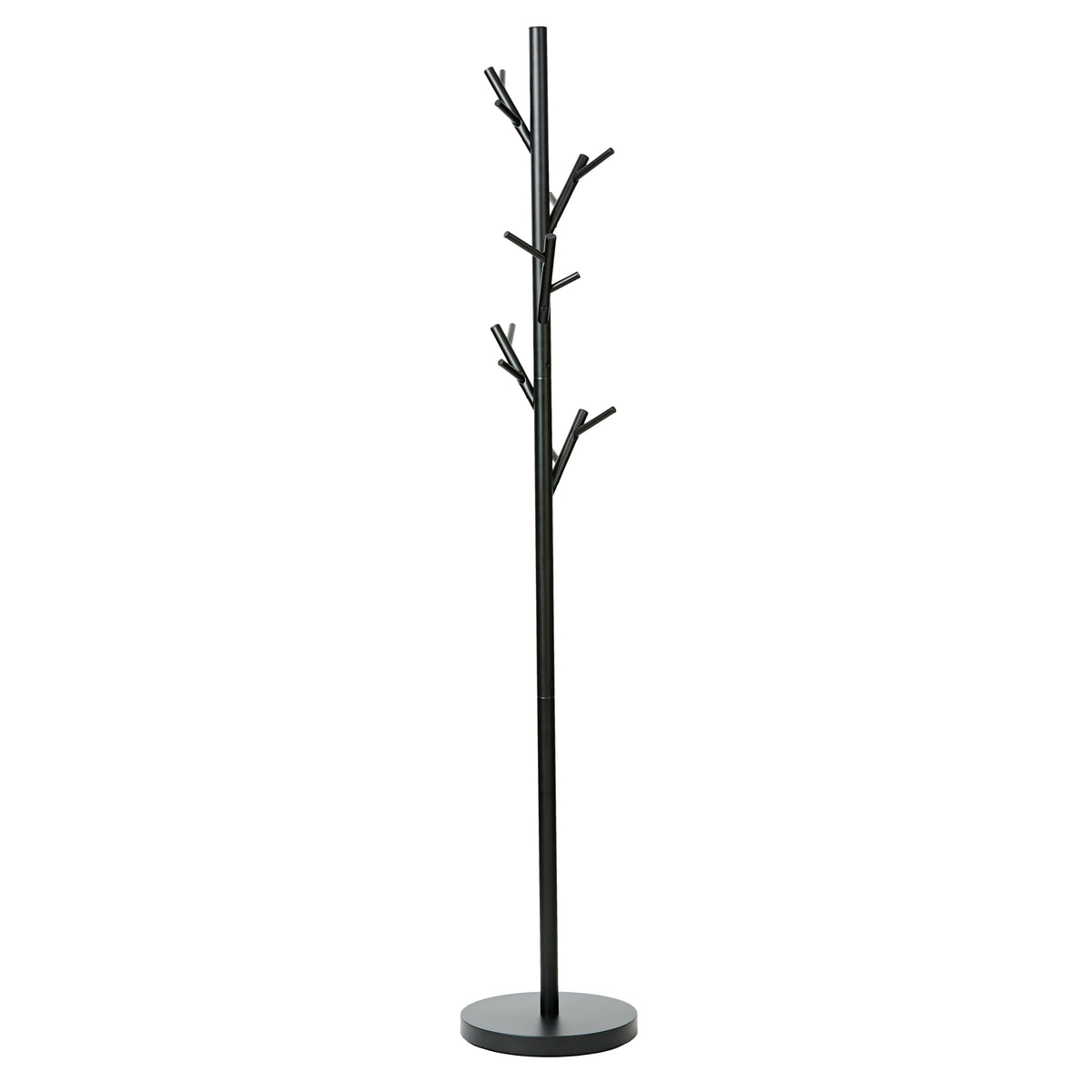 Garderobenständer aus Metall mit 15 Haken, schwarz, Höhe 170 cm