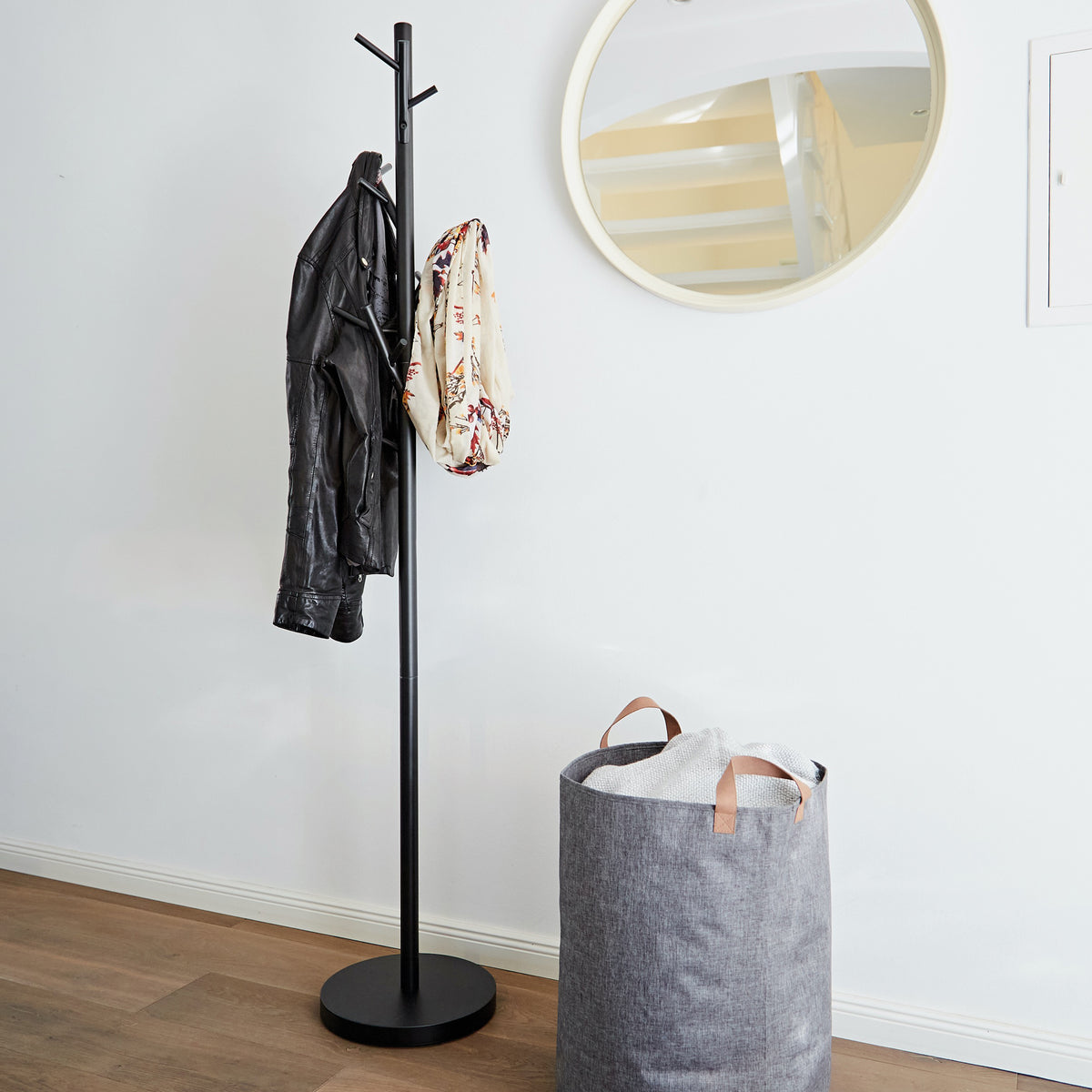 Garderobenständer aus Metall mit 15 Haken, schwarz, Höhe 170 cm