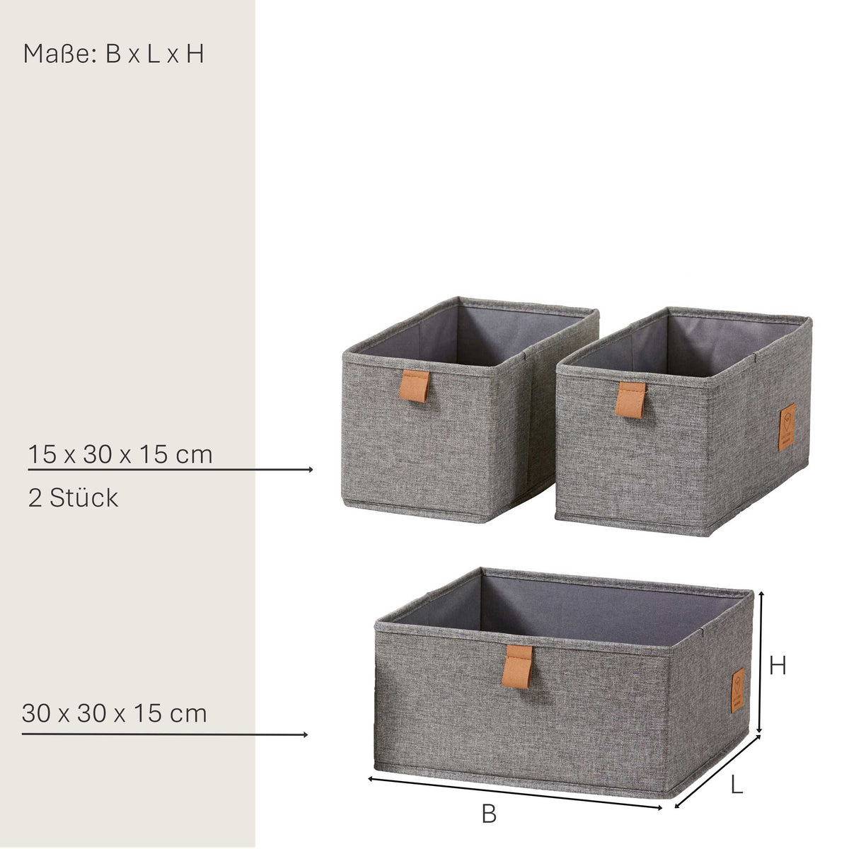 3er Set Aufbewahrungsbox Stoff – PREMIUM