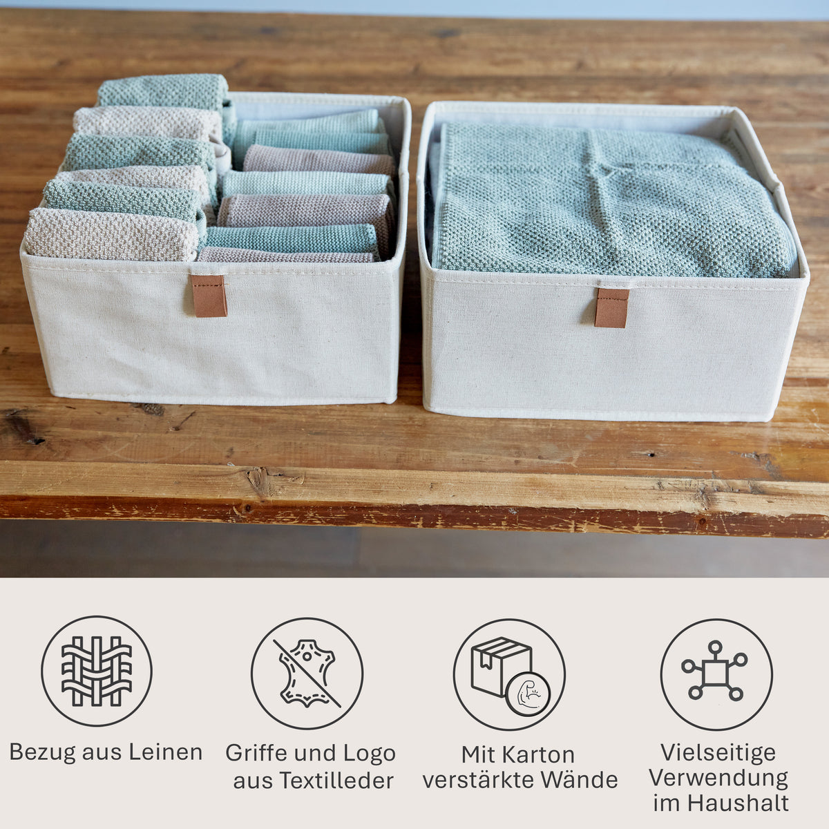 Aufbewahrungsboxen Stoff 2-teilig – PREMIUM