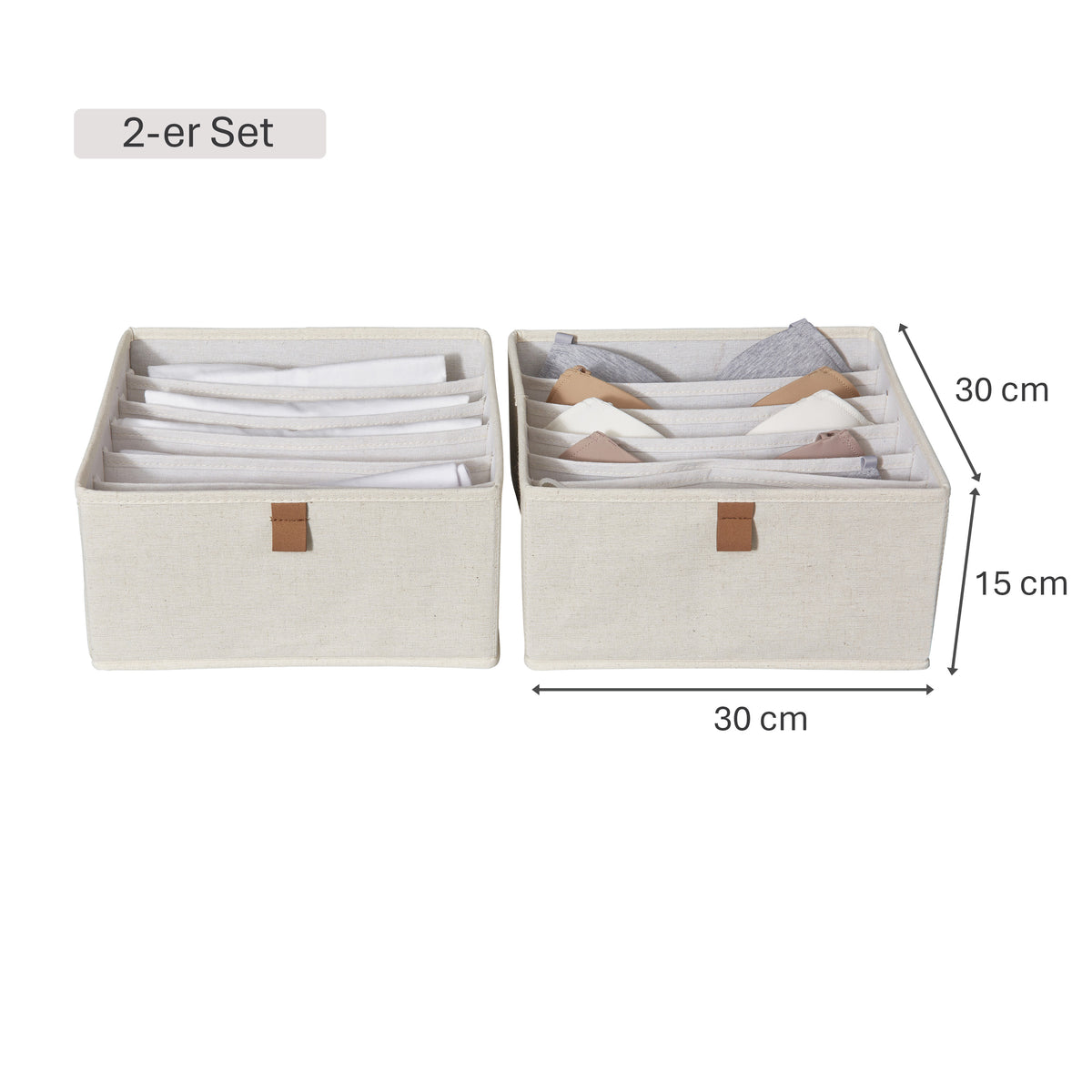 Schubladenbox 2-teilig, 30x30x15 cm – PREMIUM