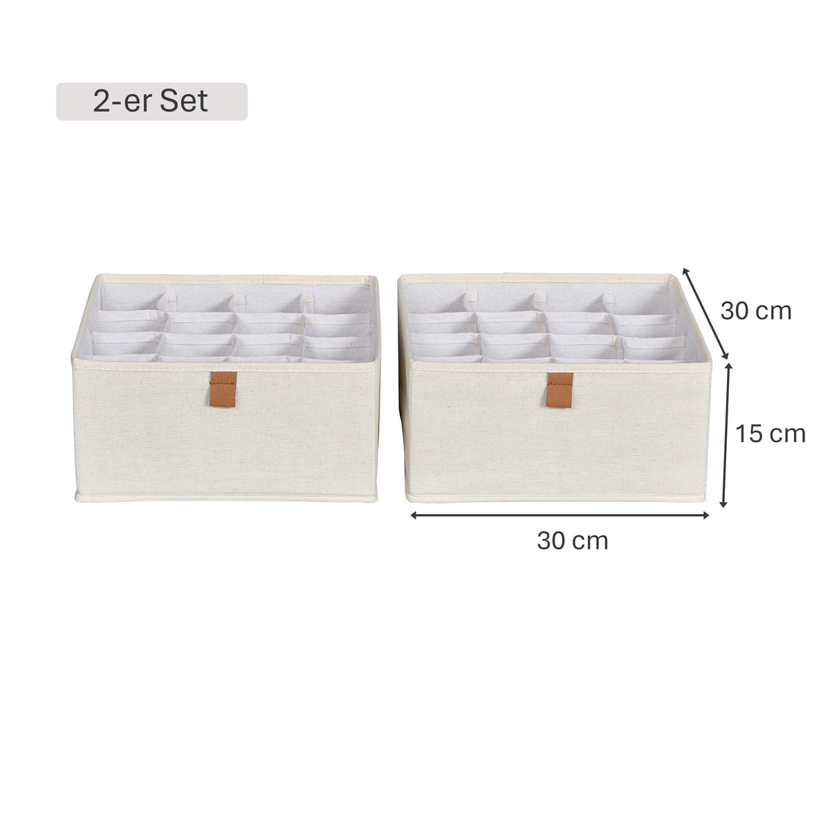 Schubladen Ordnungssystem 2-teilig, 30x30x15 cm – PREMIUM