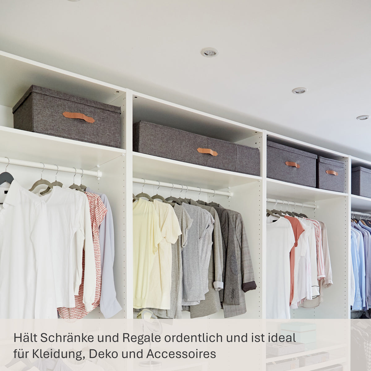 Aufbewahrungsbox Stoff mit Deckel – PREMIUM GRAU