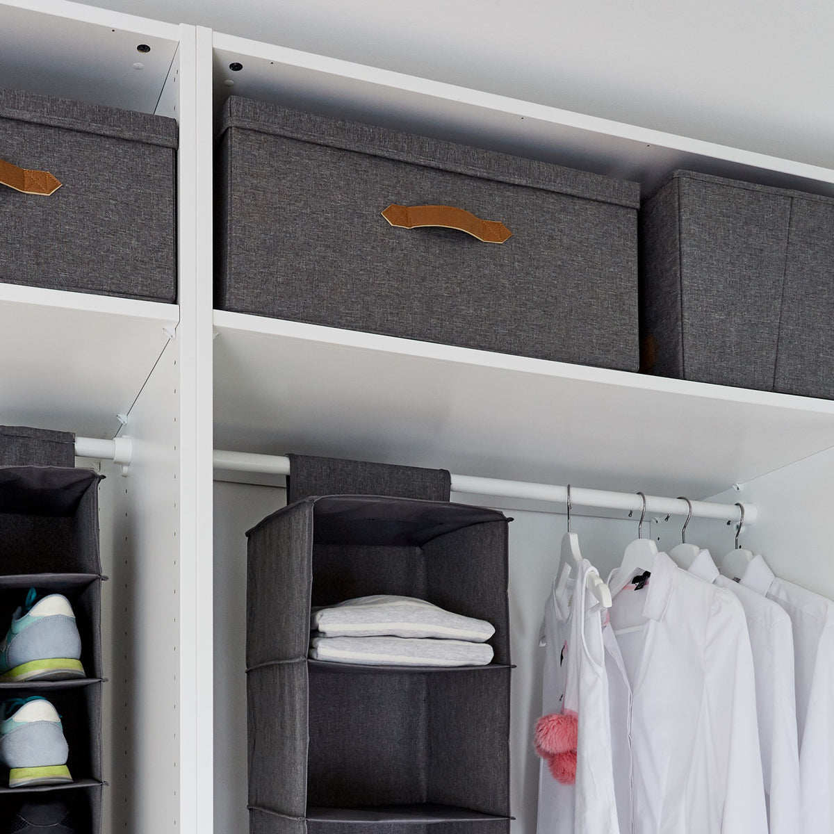 Aufbewahrungsbox Stoff mit Deckel – PREMIUM GRAU
