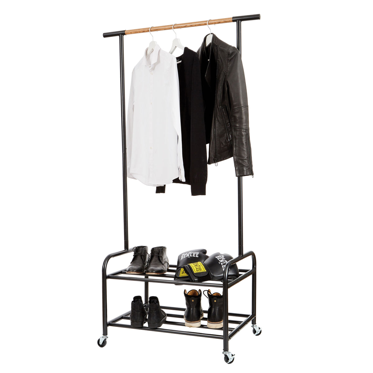 Loft Kleiderständer auf Rollen, 2 Ablagen, 91,5 x 52,5 x 173 cm