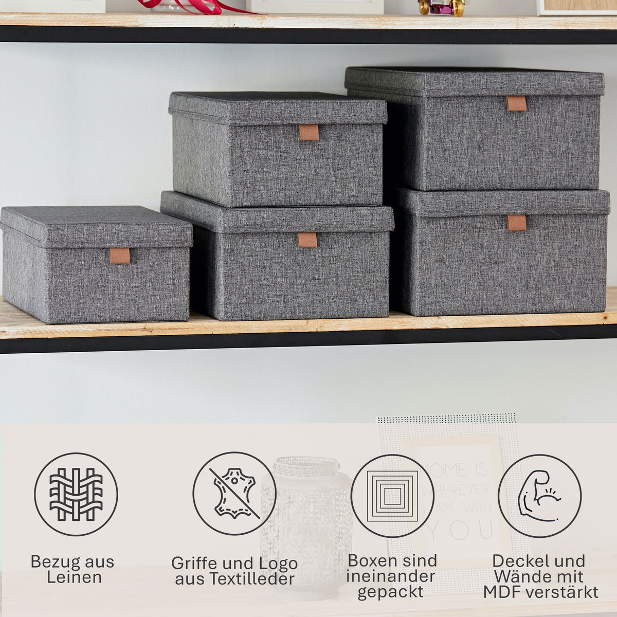 Aufbewahrungsboxen Stoff mit Deckel – PREMIUM