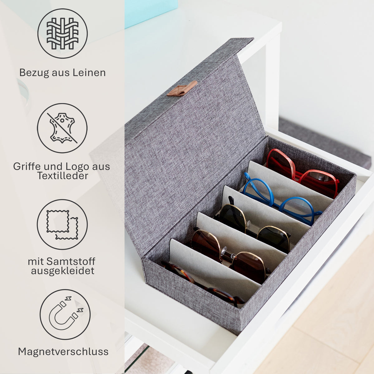 Brillenbox für 5 Brillen – PREMIUM