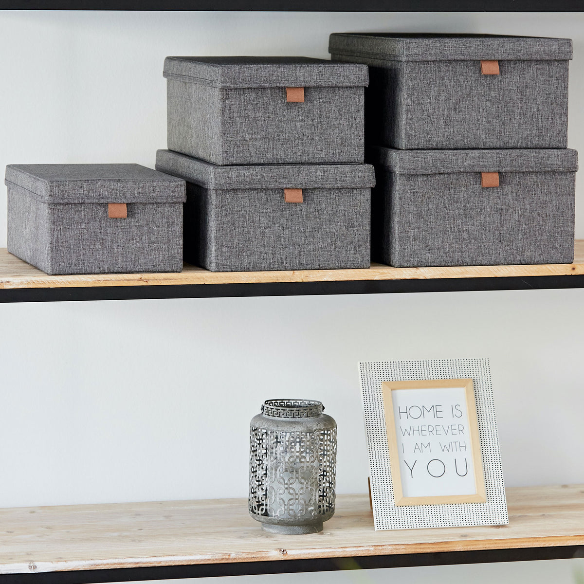 Aufbewahrungsbox mit Deckel Stoff 5-teilig – ESSENTIALS