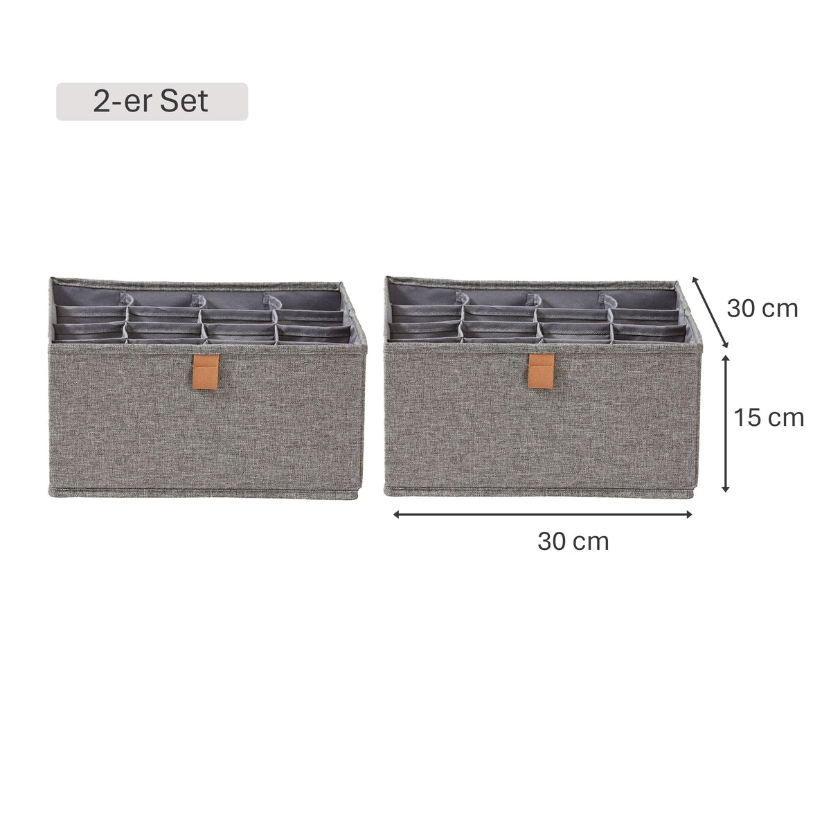 Schubladen Ordnungssystem 2-teilig, 30x30x15 cm – PREMIUM