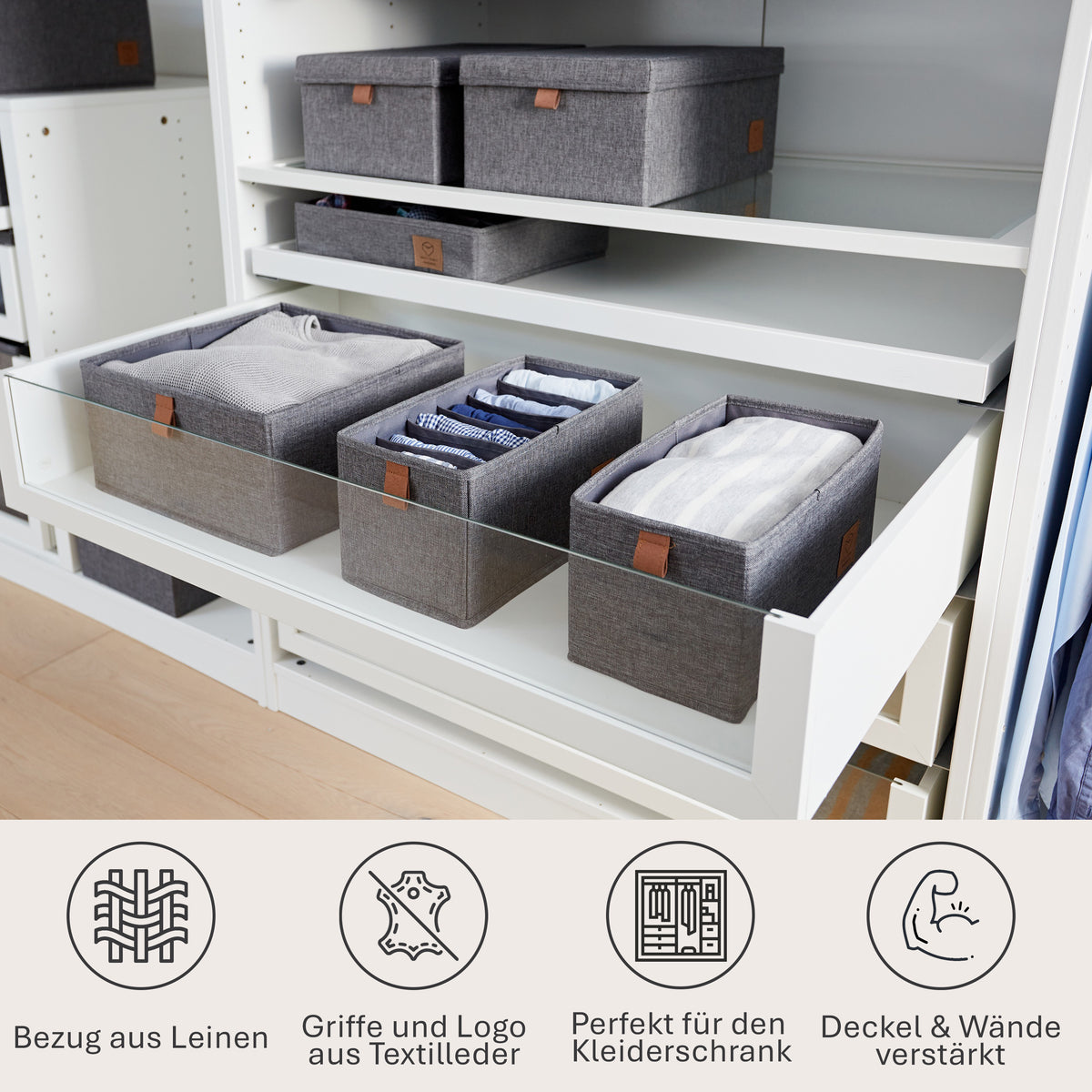 Aufbewahrungsboxen Stoff 2-teilig – PREMIUM