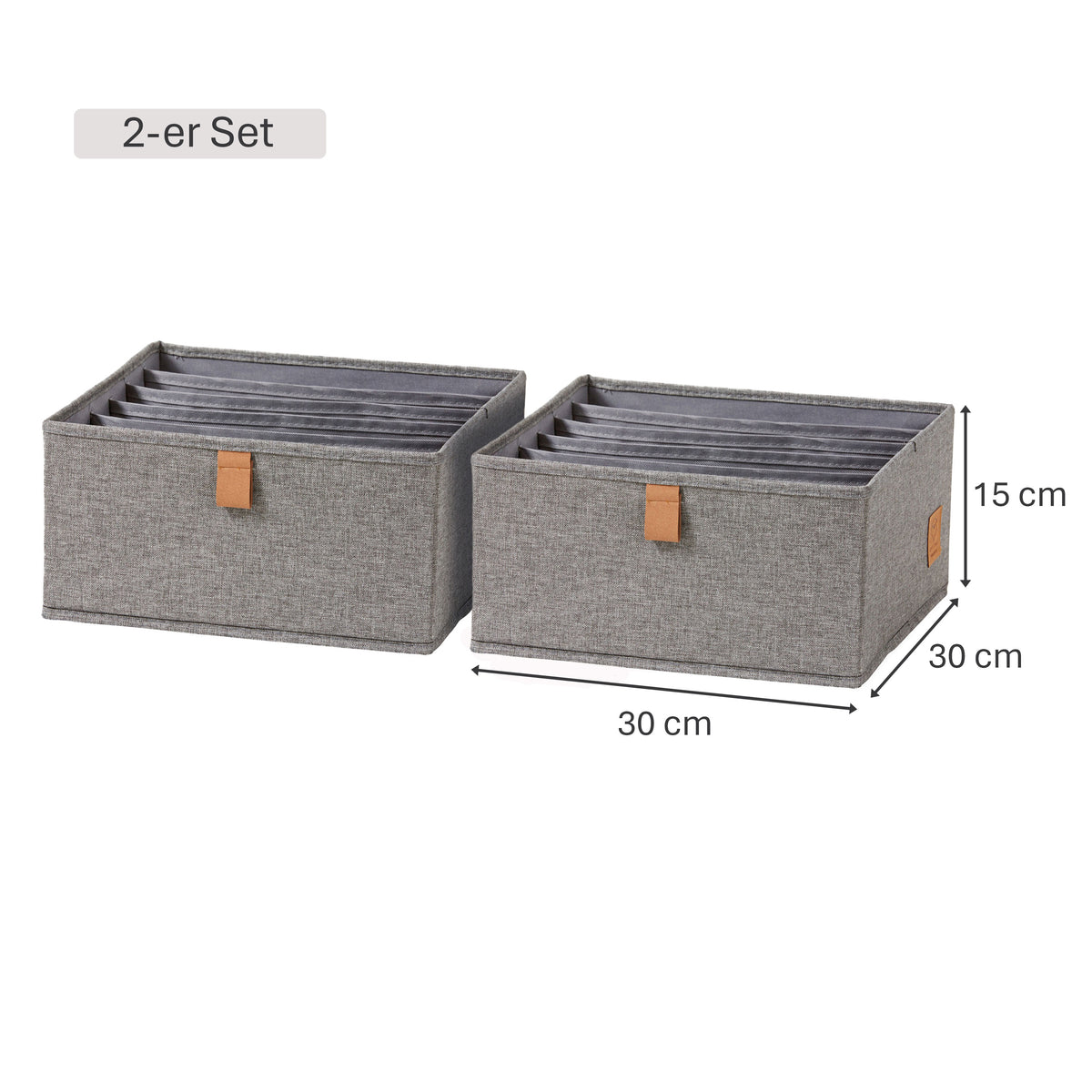 Schubladenbox 2-teilig, 30x30x15 cm – PREMIUM