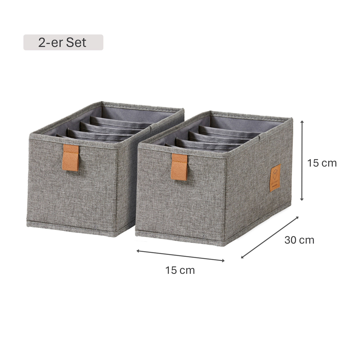 Schubladen Organizer 2-teilig, 15x30x15 cm – PREMIUM