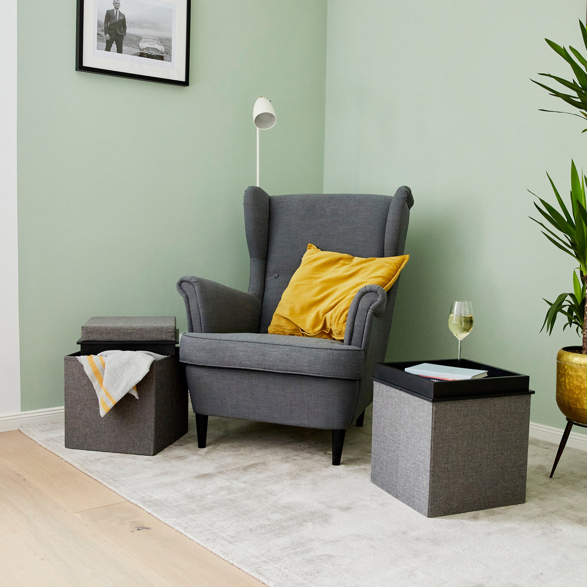 3-in-1 Sitzhocker mit Stauraum – PREMIUM GRAU