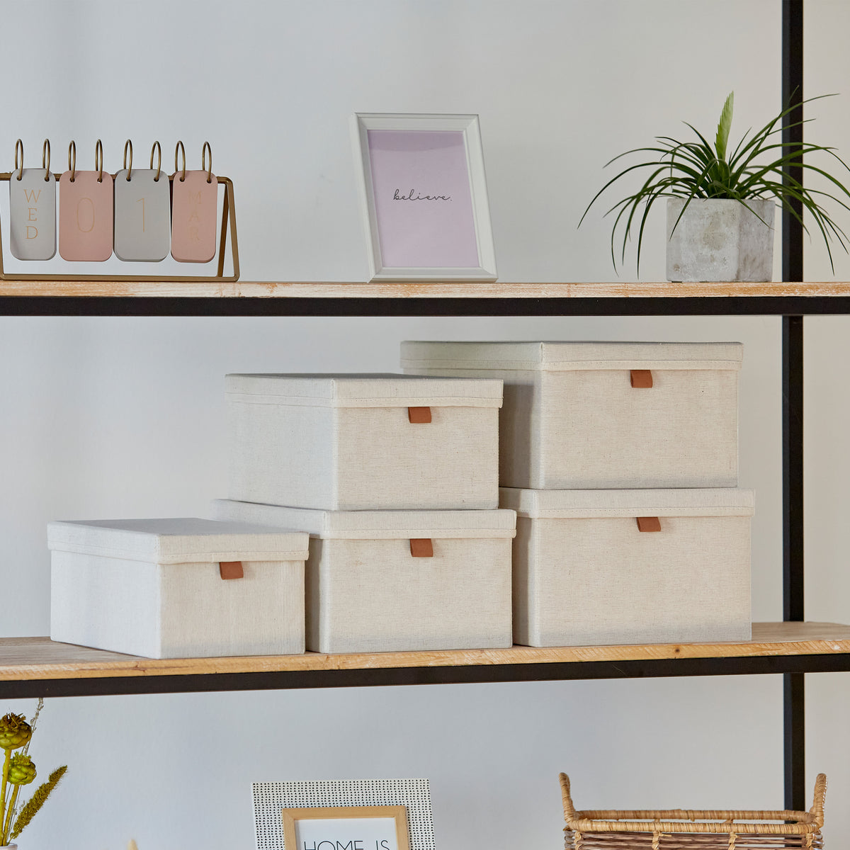 Aufbewahrungsboxen Stoff mit Deckel – PREMIUM