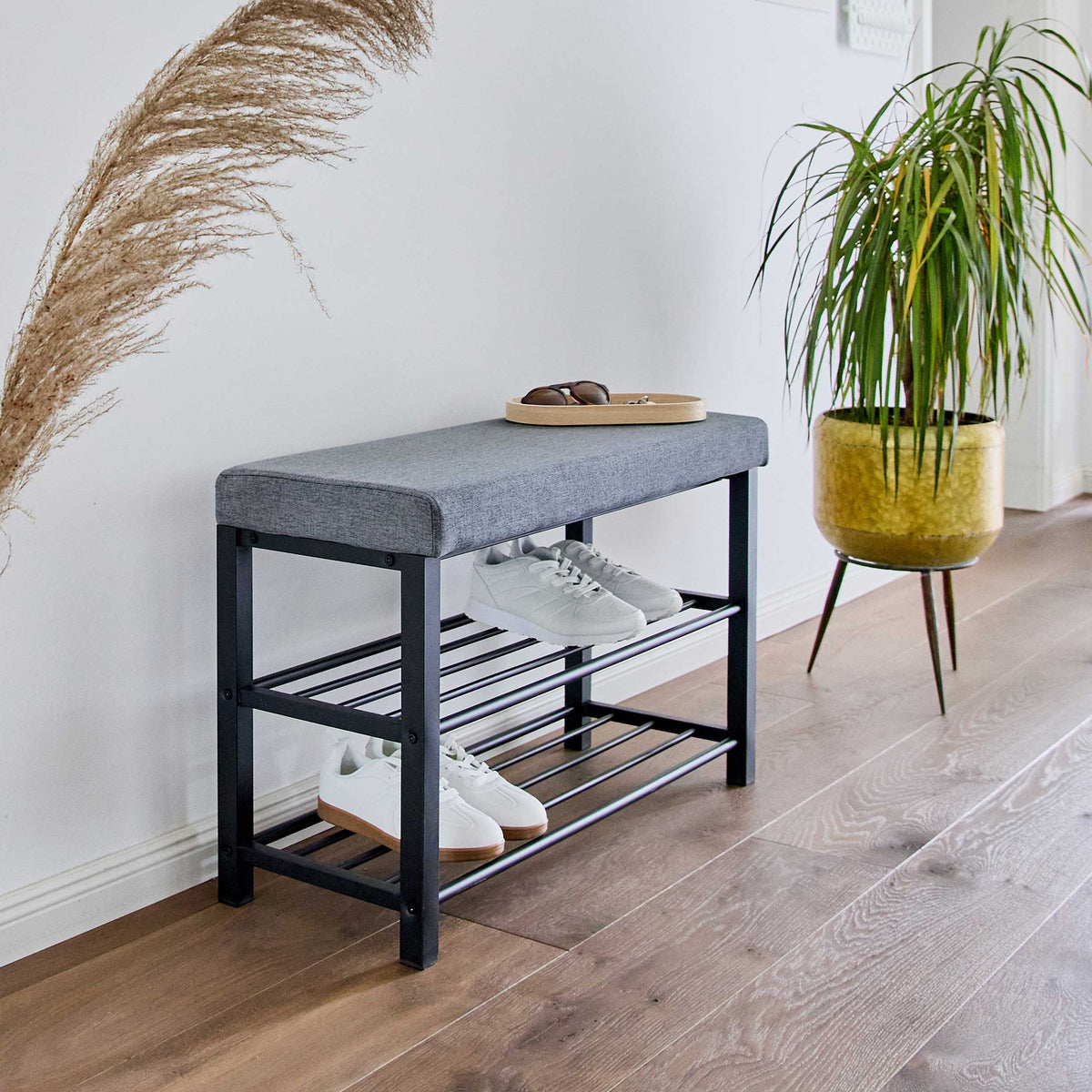 Loft Schuhbank mit Sitzfläche bis ca. 100 kg belastbar, 80 x 31 x 50 cm