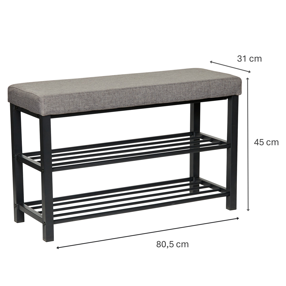 Loft Schuhbank mit Sitzfläche bis ca. 100 kg belastbar, 80 x 31 x 50 cm