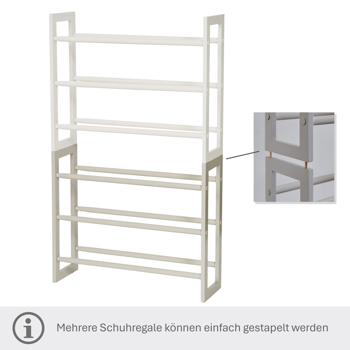 Schmales Schuhregal ausziehbar, 3 Ebenen, 54,5-99 x 17 x 45,5 cm