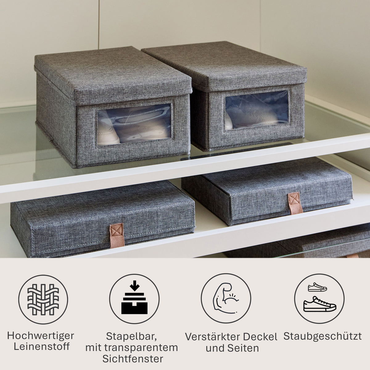 Premium 2 Stück Aufbewahrungsbox Schuhe