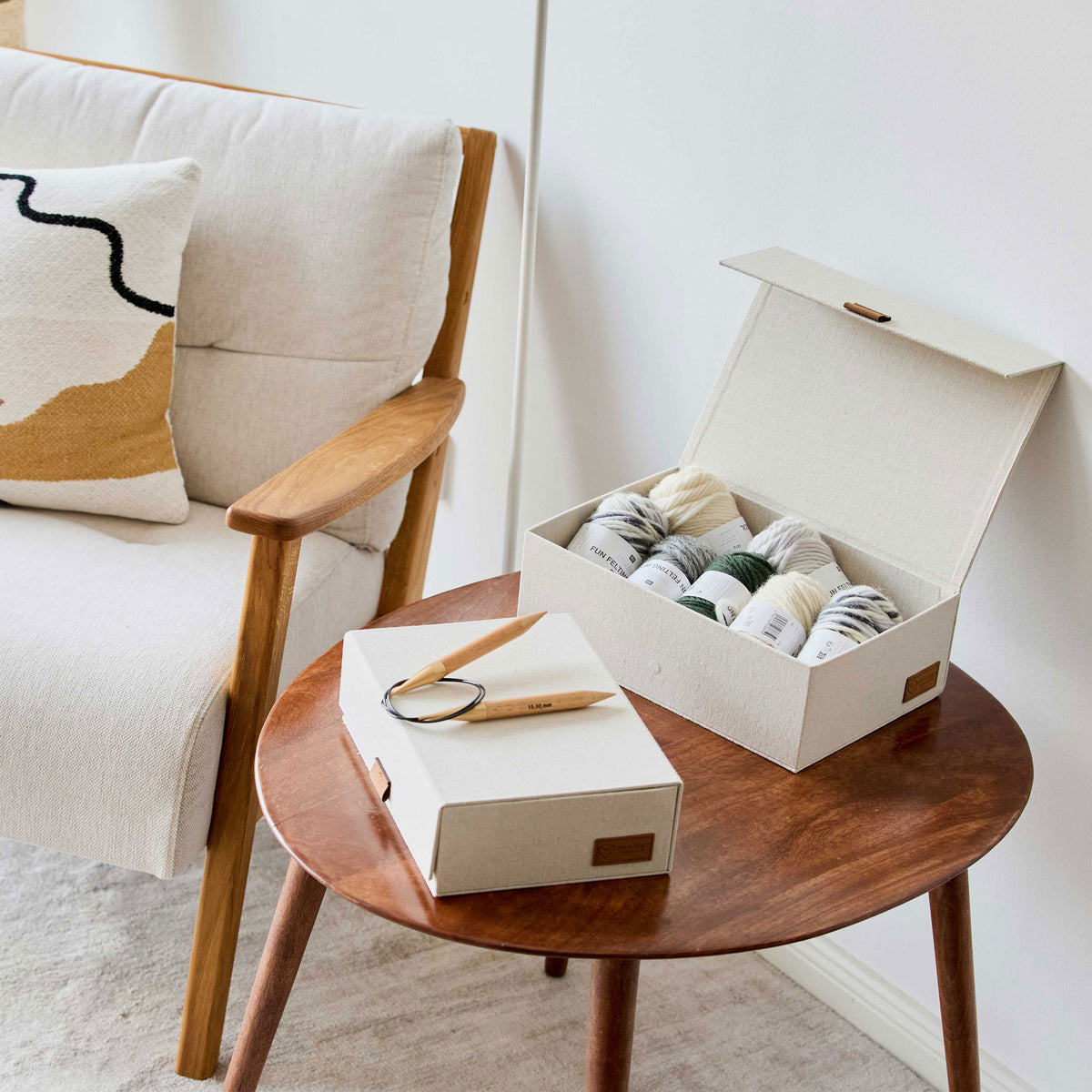 2 Stück Aufbewahrungsboxen für Accessoires mit Klappdeckel – PREMIUM NATUR