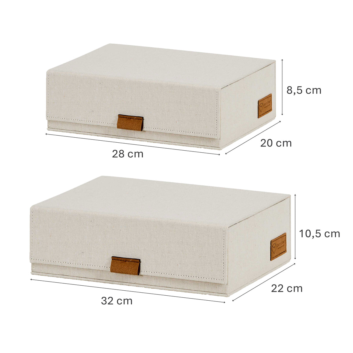 2 Stück Aufbewahrungsboxen für Accessoires mit Klappdeckel – PREMIUM NATUR