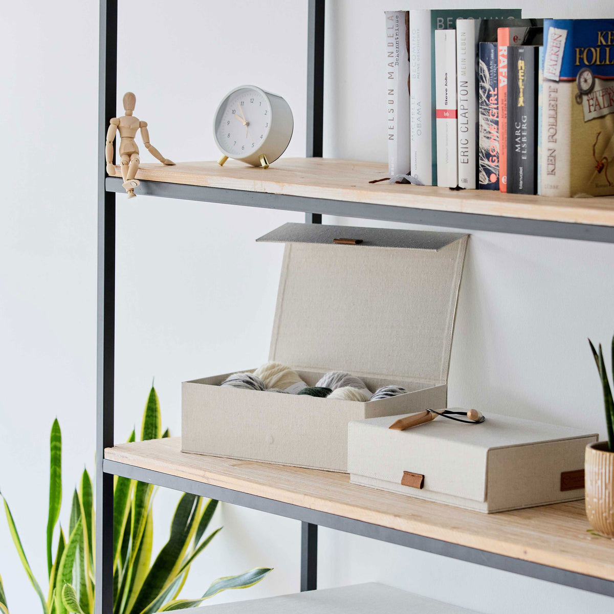 2 Stück Aufbewahrungsboxen für Accessoires mit Klappdeckel – PREMIUM NATUR