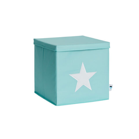 Aufbewahrungsbox türkis mit Stern weiß
